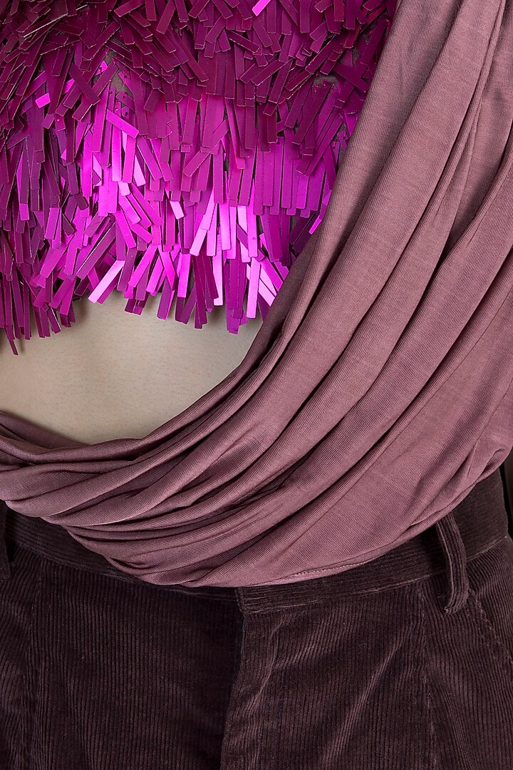 Violet Embroidered Top With Skirt by PARNIKA at Pernia's Pop Up Shop