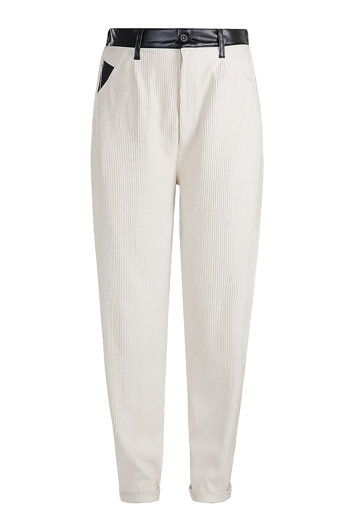 Off White Jacket With Crop Top & Pants by PARNIKA at Pernia's Pop Up Shop