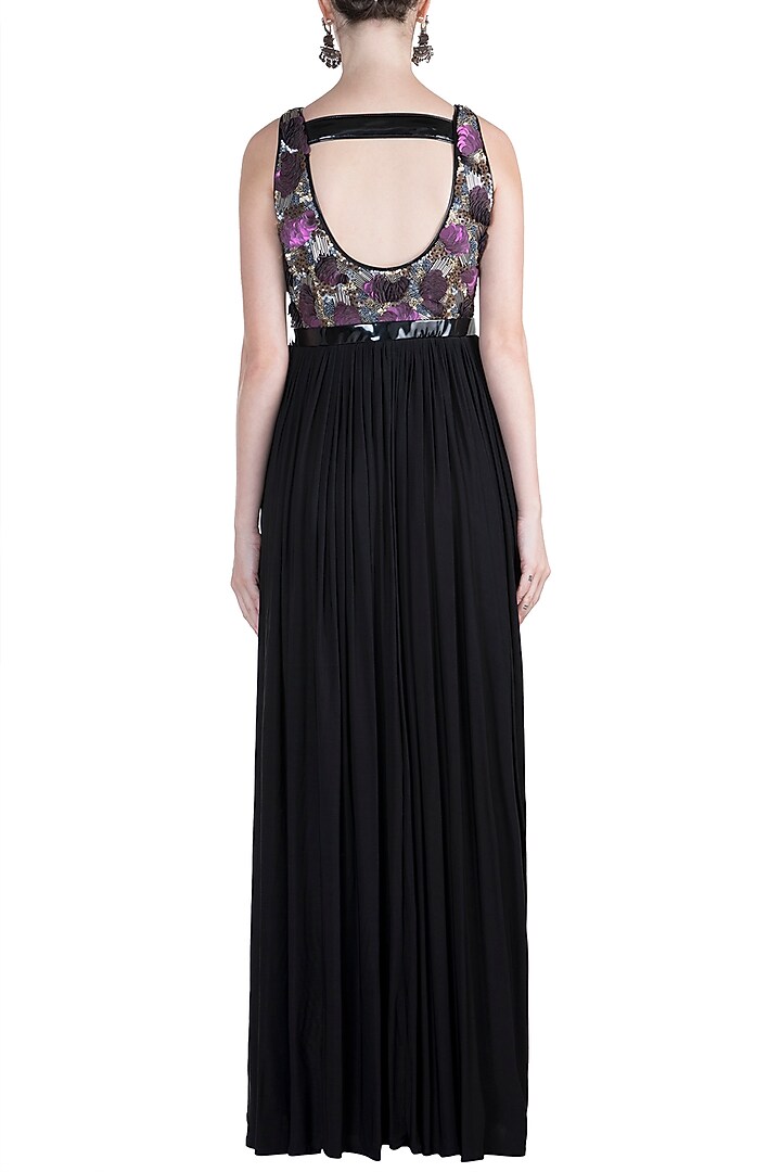 Black Embroidered Maxi Cocktail Dress by PARNIKA at Pernia's Pop Up Shop