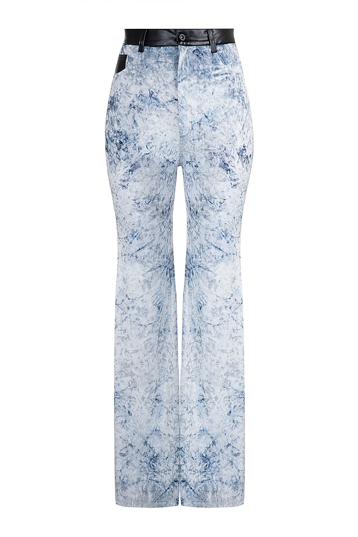 Blue Jacket With Embroidered Crop Top & Pants by PARNIKA at Pernia's Pop Up Shop