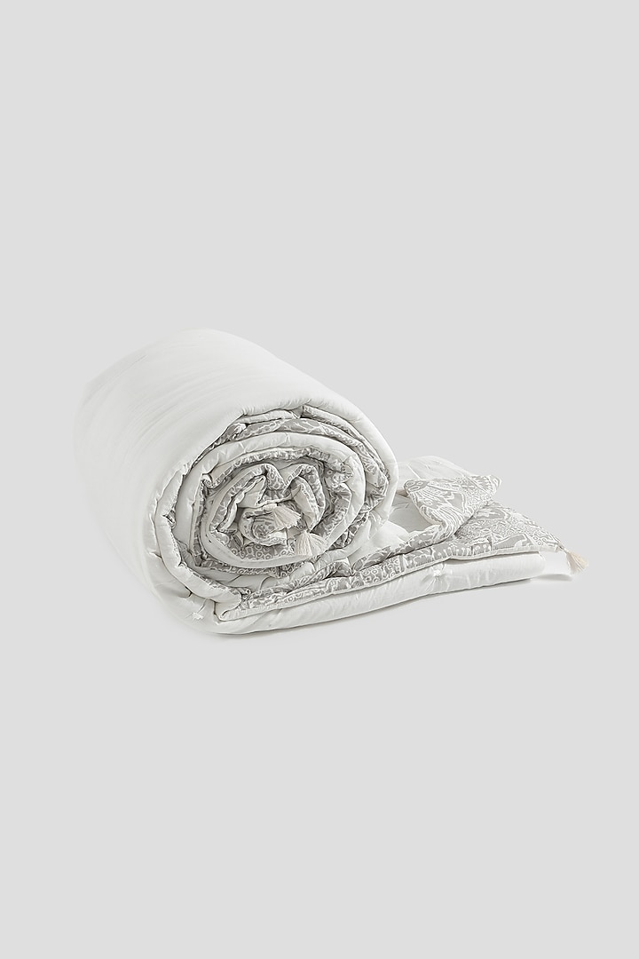 White Cotton Cambric Abstract Quilt Set Of 3 by Aplito at Pernia's Pop Up Shop