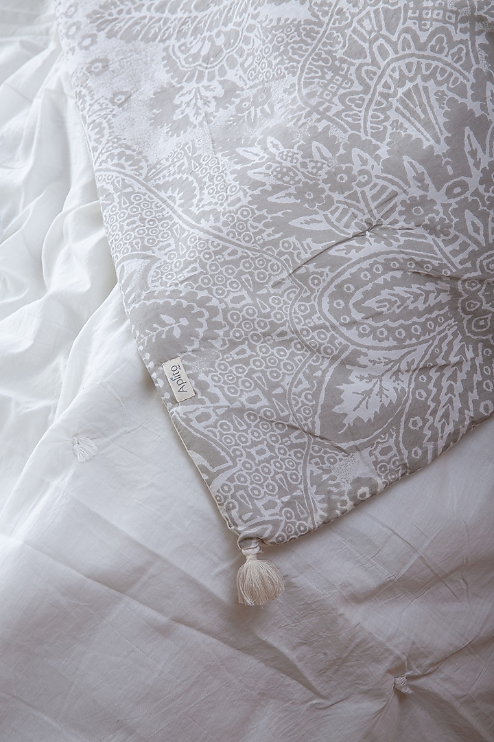 White Cotton Cambric Abstract Quilt Set Of 3 by Aplito at Pernia's Pop Up Shop