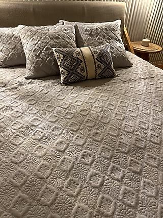 Grey Cotton Thread Embroidered Quilted Bedspread Set Of 5 by Aplito