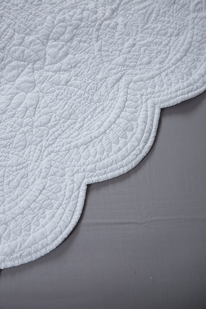White Cotton Cambric Quilted Bedspread Set Of 3 by Aplito at Pernia's Pop Up Shop