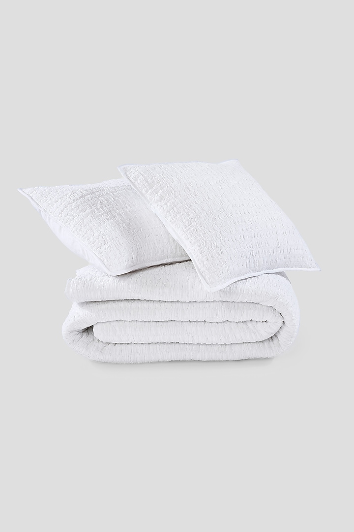 White Cotton Voile Hand-Stitched Bedspread Set Of 3 by Aplito at Pernia's Pop Up Shop