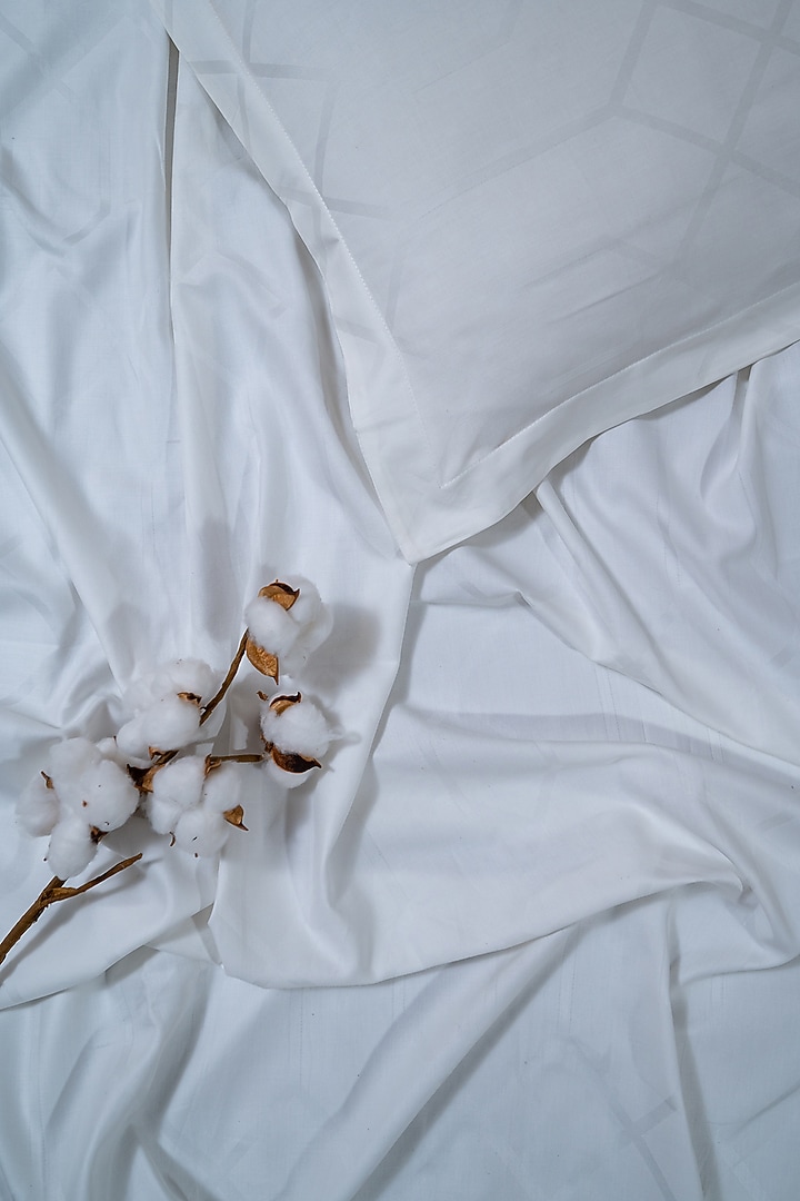 White Cotton Bedsheet Set Of 3 by Aplito at Pernia's Pop Up Shop