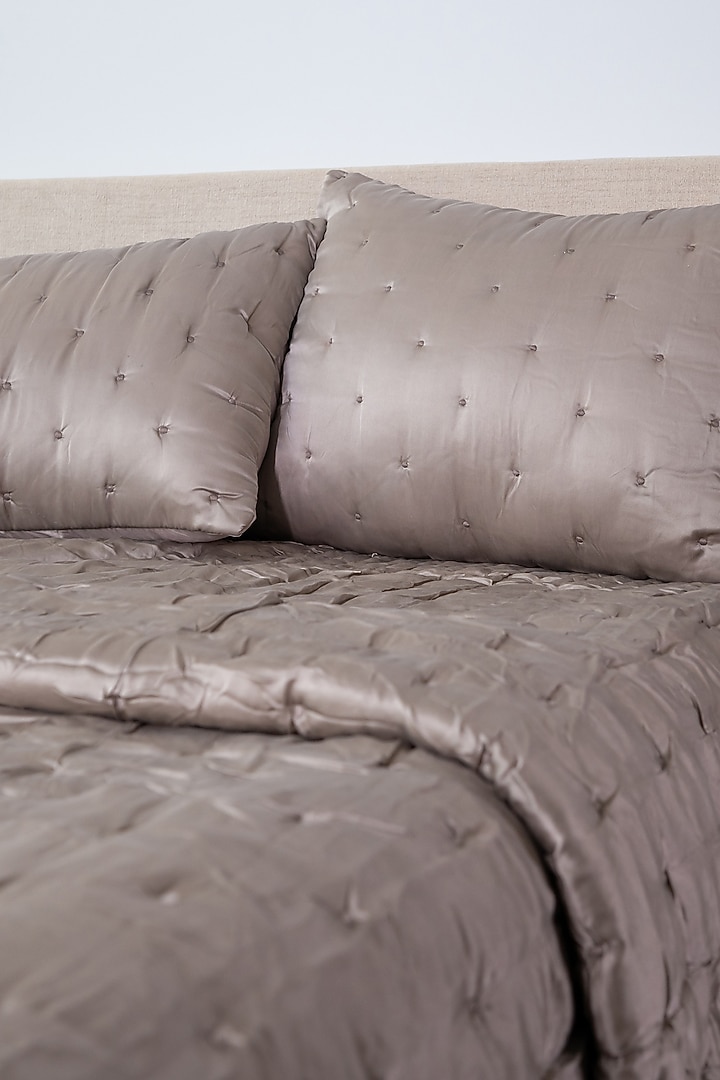 Taupe Brown Cotton Bedspread Set Of 3 by Aplito at Pernia's Pop Up Shop
