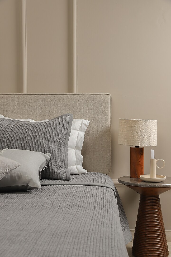 Grey Cotton Quilted Bedspread Set Of 3 by Aplito at Pernia's Pop Up Shop
