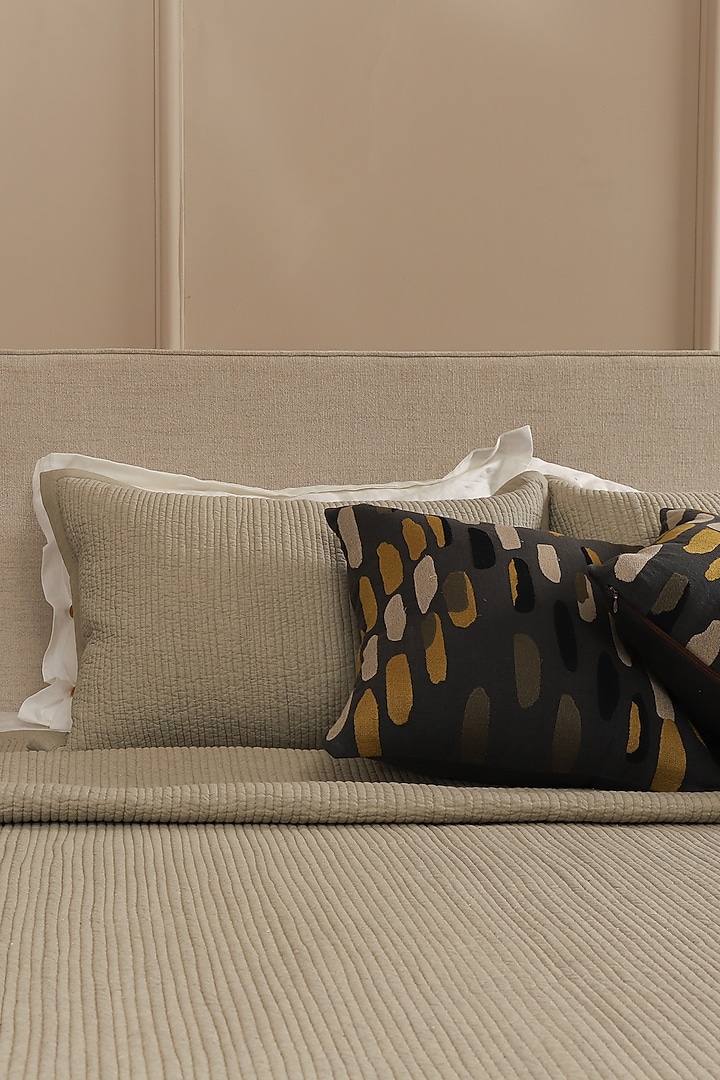 Beige Cotton Quilted Bedspread Set Of 3 by Aplito at Pernia's Pop Up Shop