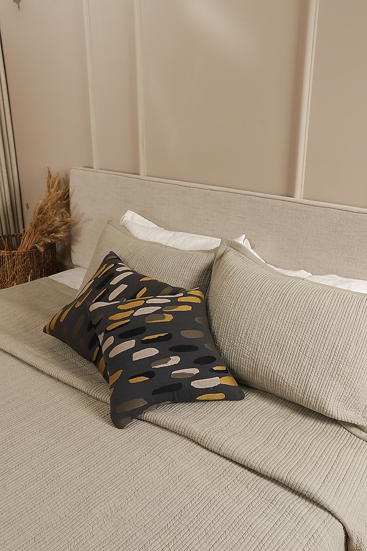 Beige Cotton Quilted Bedspread Set Of 3 by Aplito at Pernia's Pop Up Shop