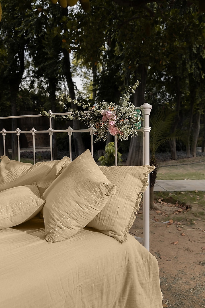 Beige Cotton Quilted Bedspread Set Of 3 by Aplito at Pernia's Pop Up Shop