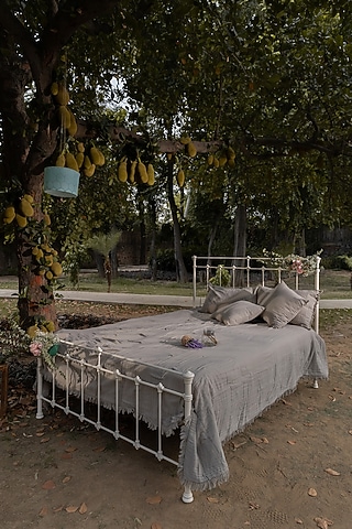 Grey Cotton Double Layered Bedspread Set Of 3 by Aplito