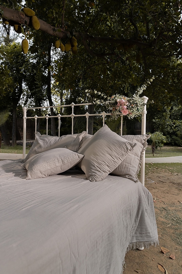 Grey Cotton Double Layered Bedspread Set Of 3 by Aplito at Pernia's Pop Up Shop