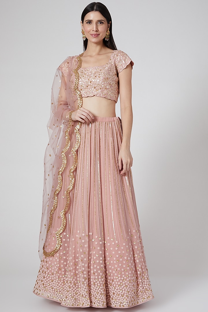 Light Pink Embroidered Wedding Lehenga Set by Anupraas at Pernia's Pop Up Shop