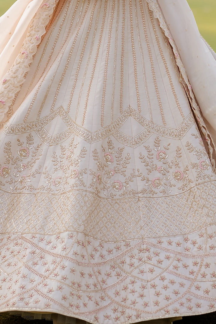 Sky Pink Embroidered Wedding Lehenga Set by Anupraas at Pernia's Pop Up Shop