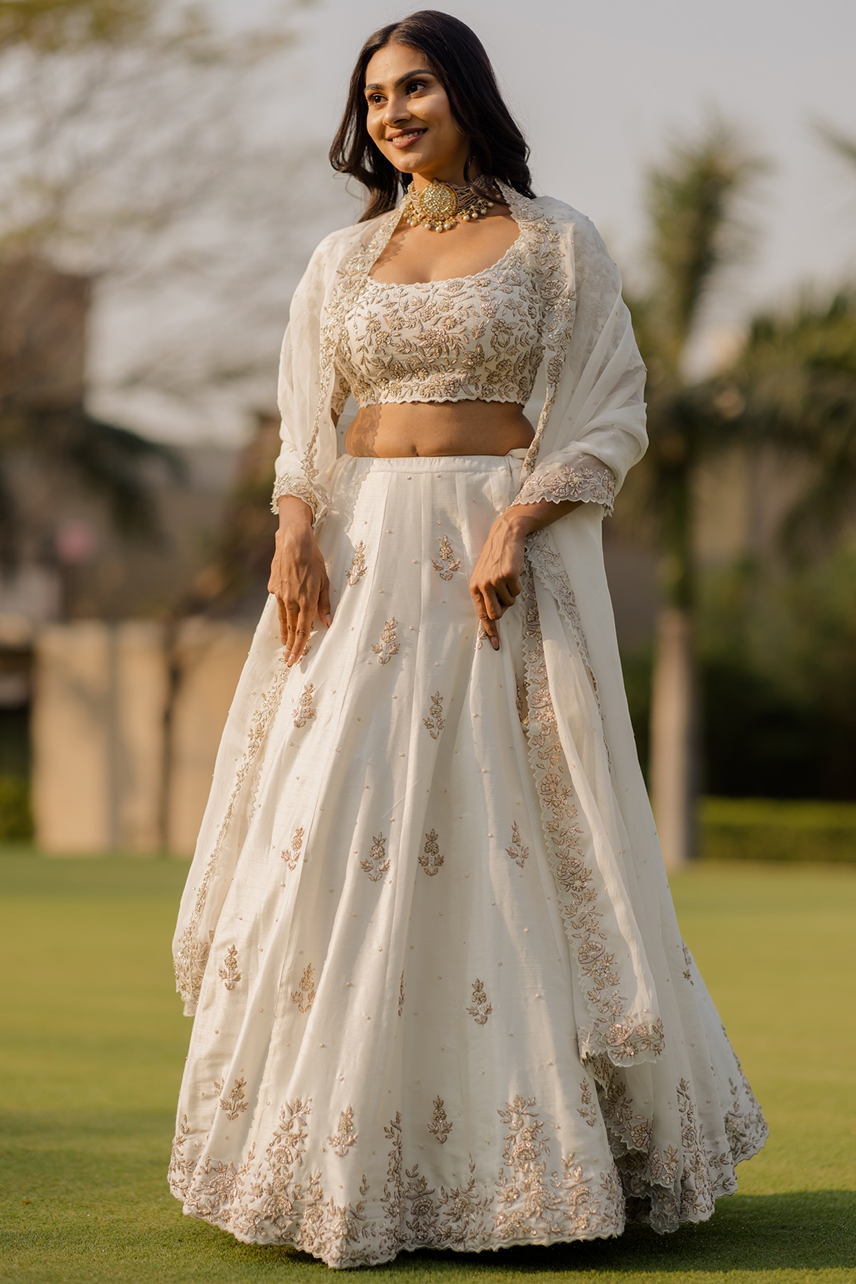 White Organza Trendy Lehenga Choli – Mindhal