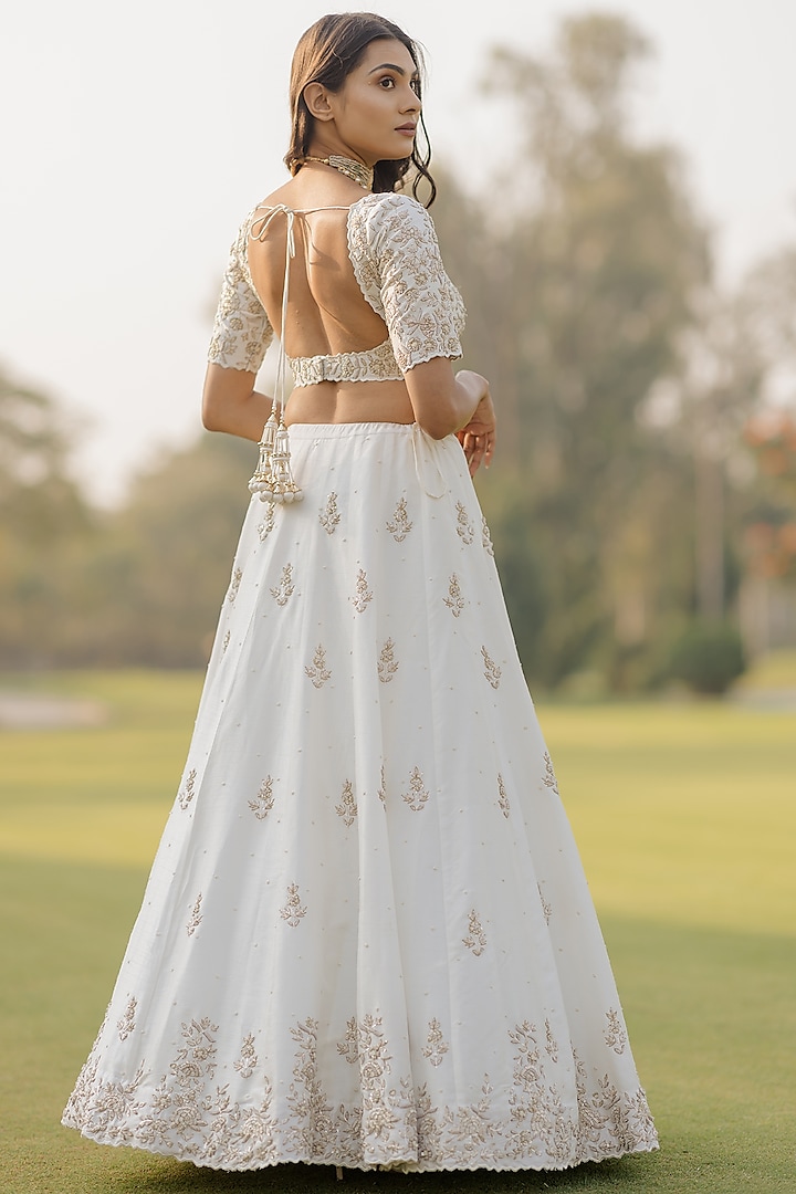 Anupraas - Ivory Embroidered Designer Wedding Lehenga Set for Women at Pernia's Pop-Up Shop