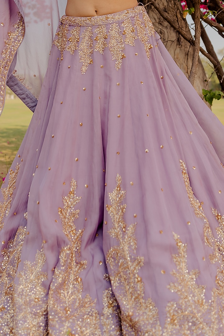 Lilac Embroidered Wedding Lehenga Set by Anupraas at Pernia's Pop Up Shop