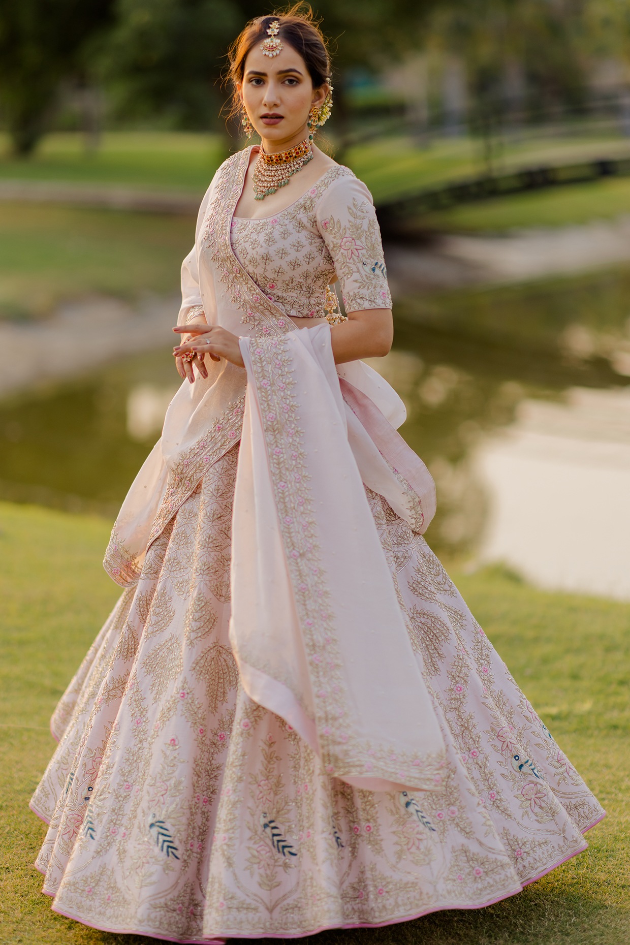 Blush Pink Bridal Lehenga – Panache Haute Couture