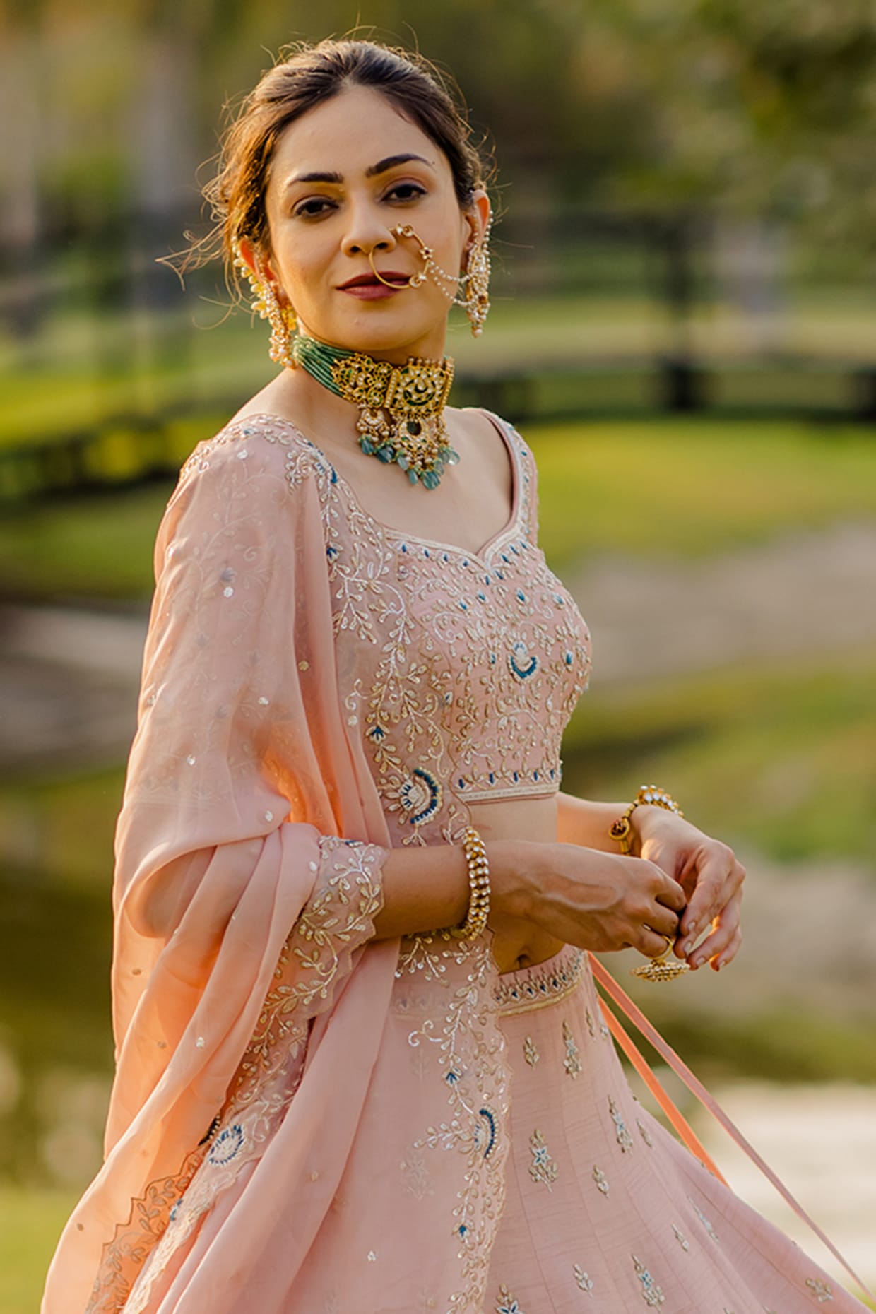The Brother and Bhabhi of the Bride in V/Desi Custom ✨ . A soft peach  ruffled lehenga with intricate thread work for her and a co ordinated… |  Instagram