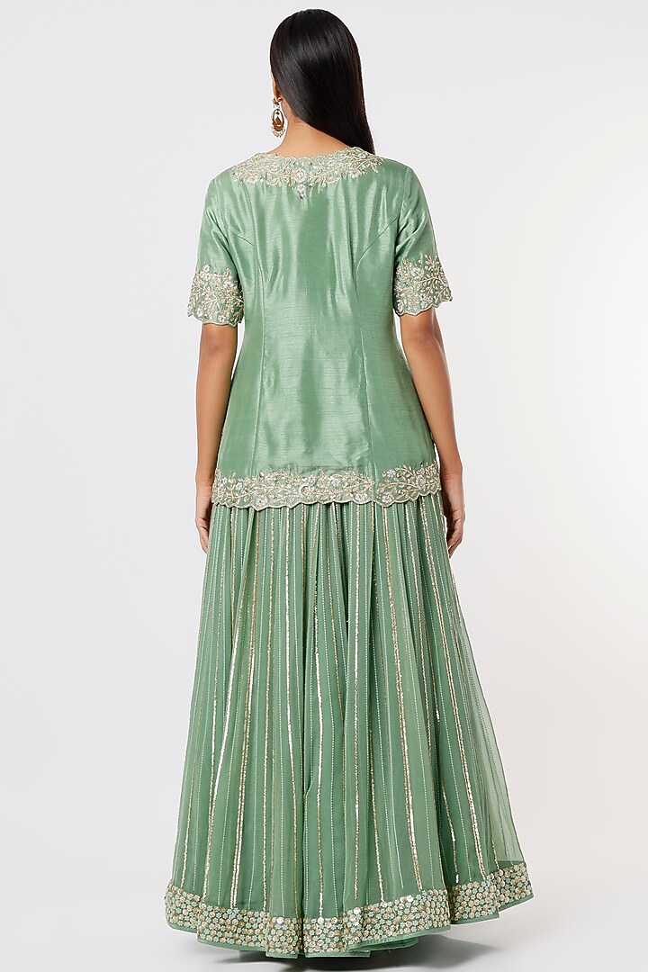 Jade Green Embroidered Wedding Lehenga Set by Anupraas at Pernia's Pop Up Shop