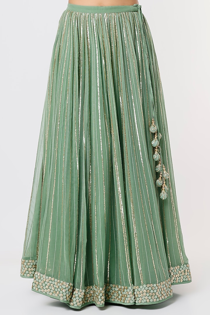 Jade Green Embroidered Wedding Lehenga Set by Anupraas at Pernia's Pop Up Shop