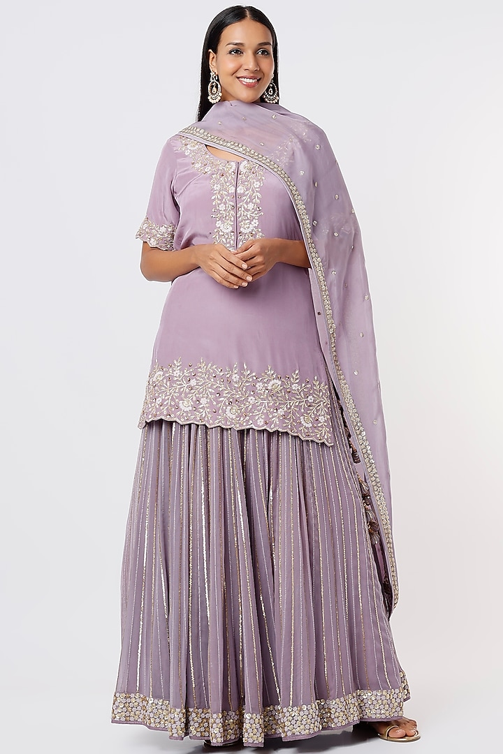 Lilac Embroidered Lehenga Set by Anupraas