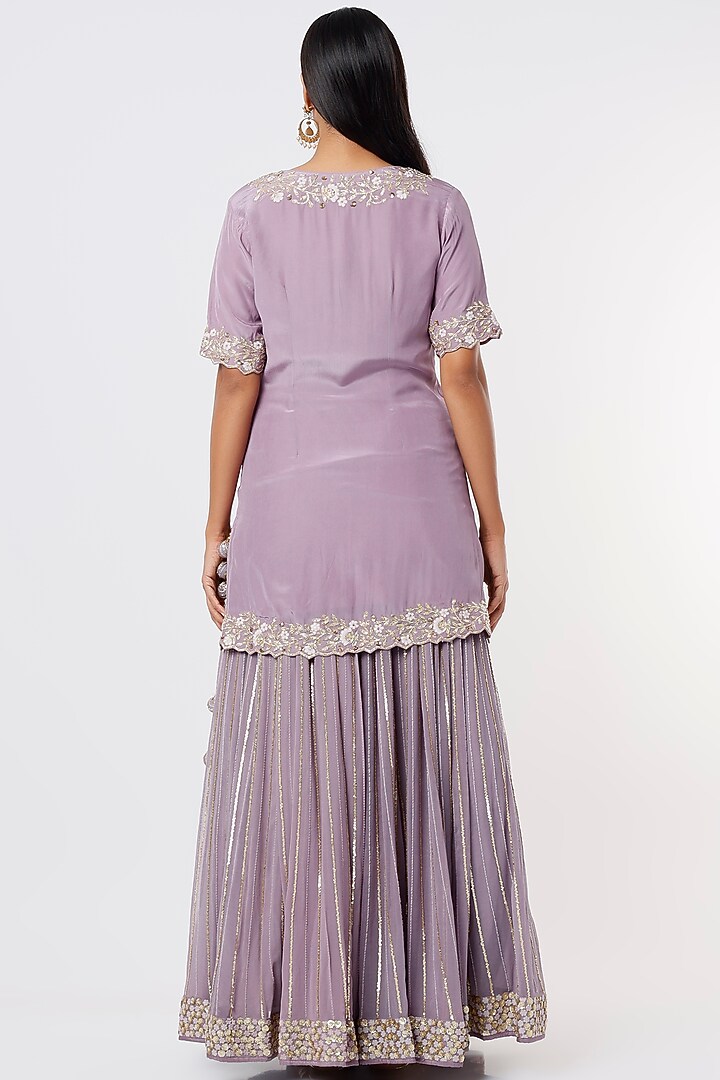 Lilac Embroidered Wedding Lehenga Set by Anupraas at Pernia's Pop Up Shop