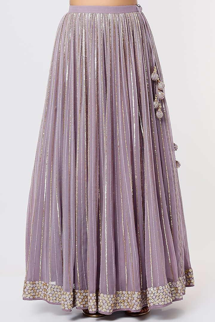Lilac Embroidered Wedding Lehenga Set by Anupraas at Pernia's Pop Up Shop