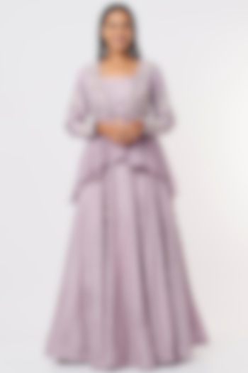 Lilac Embroidered Skirt Set by Anupraas