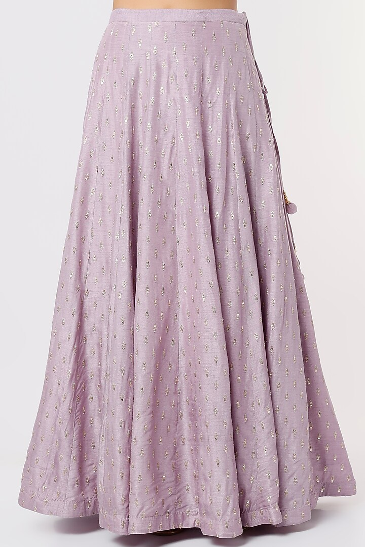 Lilac Embroidered Skirt Set by Anupraas at Pernia's Pop Up Shop