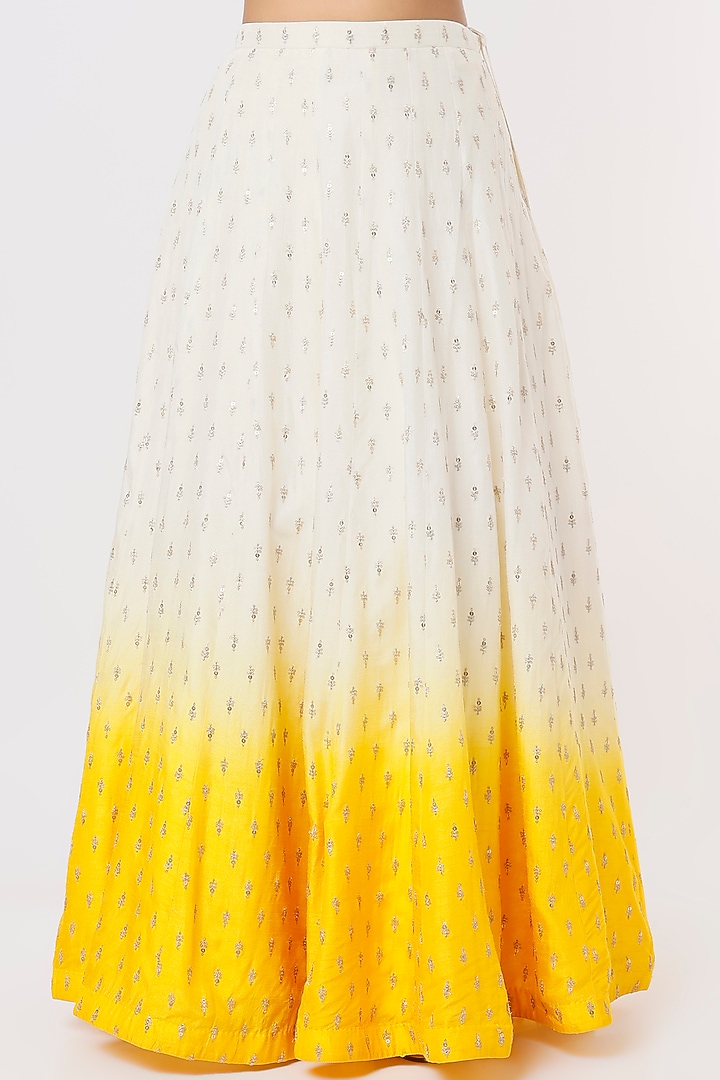 Yellow Bemberg Silk Embroidered Jacket Wedding Lehenga Set by Anupraas at Pernia's Pop Up Shop