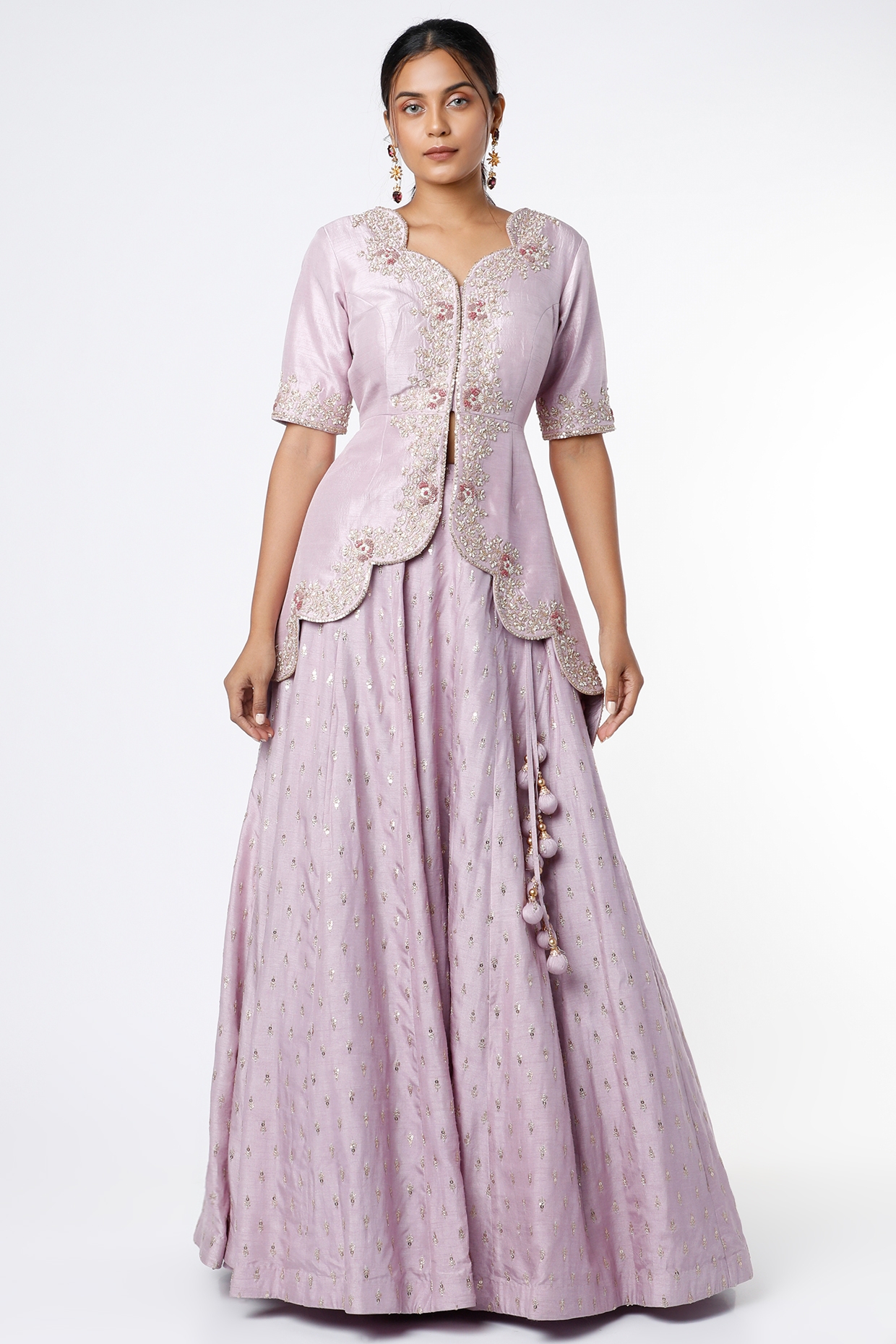 Lilac Zardosi Embroidered Jacket Set by Anupraas