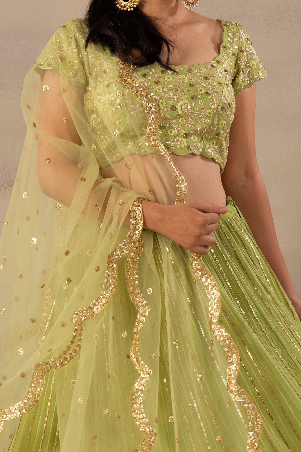 Parrot Green Embroidered Wedding Lehenga Set by Anupraas at Pernia's ...