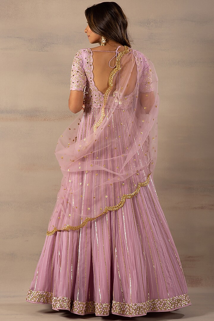 Lavender Embroidered Kalidaar Kurta Set by Anupraas at Pernia's Pop Up Shop