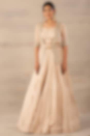 Light Peach Embroidered Wedding Lehenga Set by Anupraas at Pernia's Pop Up Shop