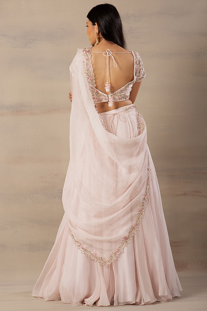 Blush Pink Organza Wedding Lehenga Set by Anupraas at Pernia's Pop Up Shop