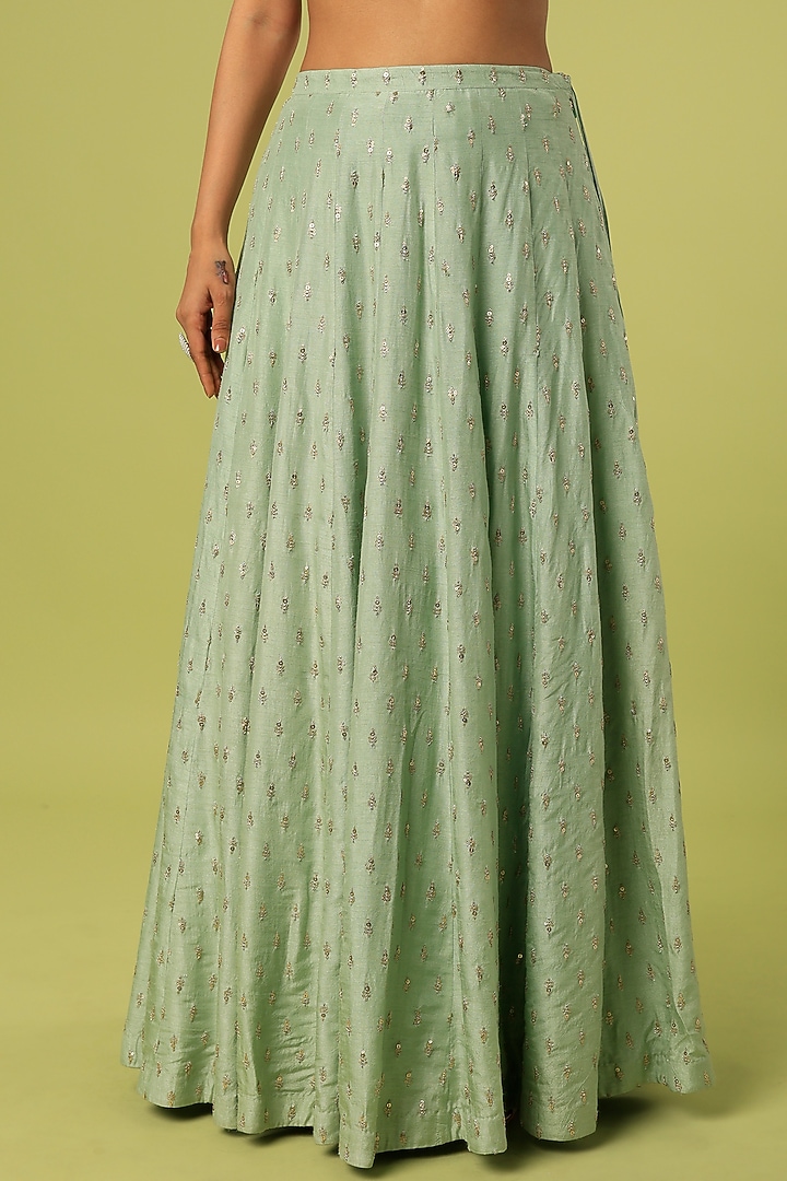 Mint Sequinned Wedding Lehenga Set by Anupraas at Pernia's Pop Up Shop