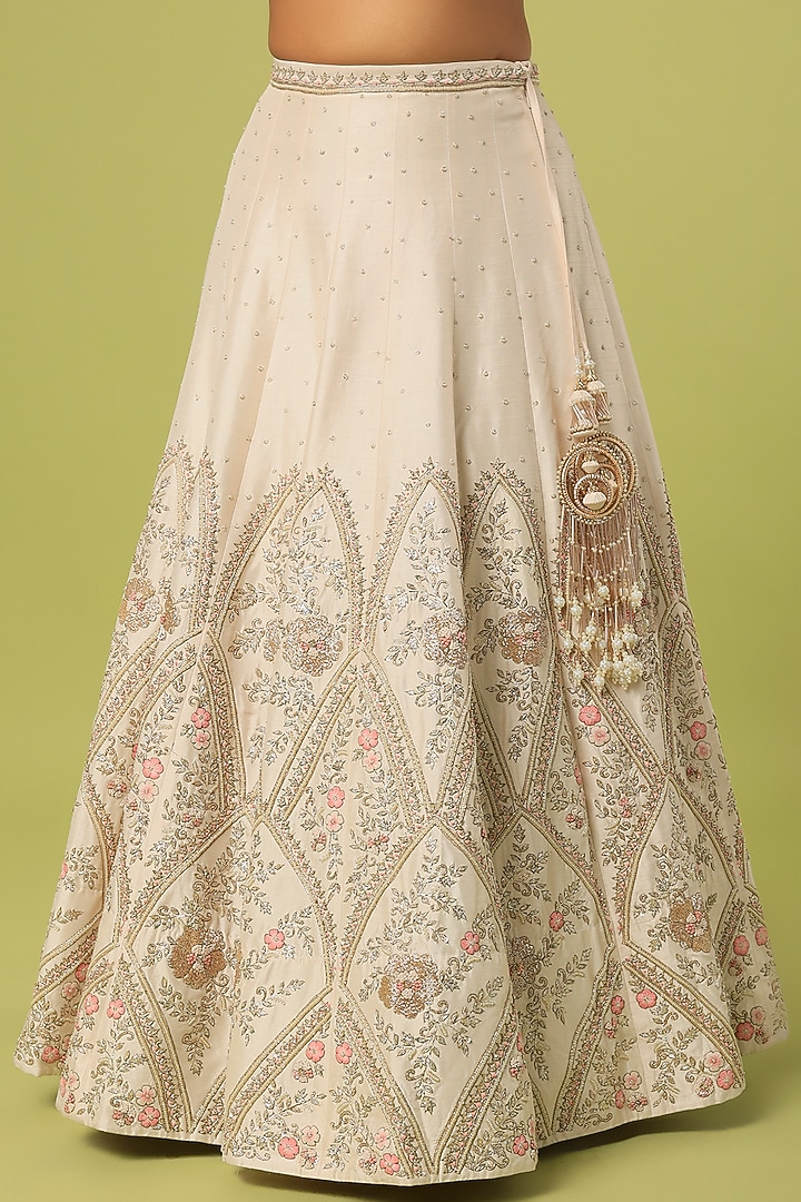Ivory Pink Embroidered Wedding Lehenga Set by Anupraas at Pernia's Pop Up Shop