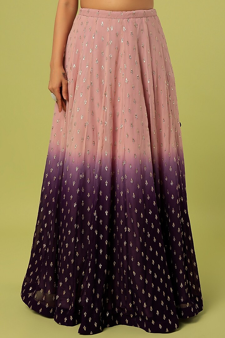 Mauve & Purple Embroidered Ombre Wedding Lehenga Set by Anupraas at Pernia's Pop Up Shop