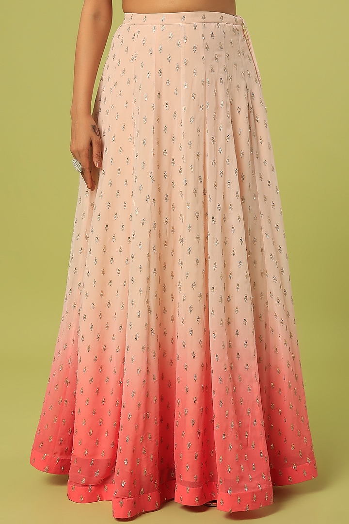 Pink Embroidered Ombre Wedding Lehenga Set by Anupraas at Pernia's Pop Up Shop