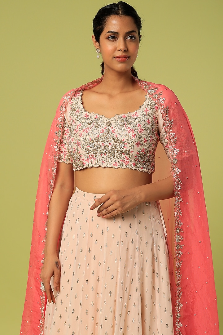 Pink Embroidered Ombre Wedding Lehenga Set by Anupraas at Pernia's Pop Up Shop