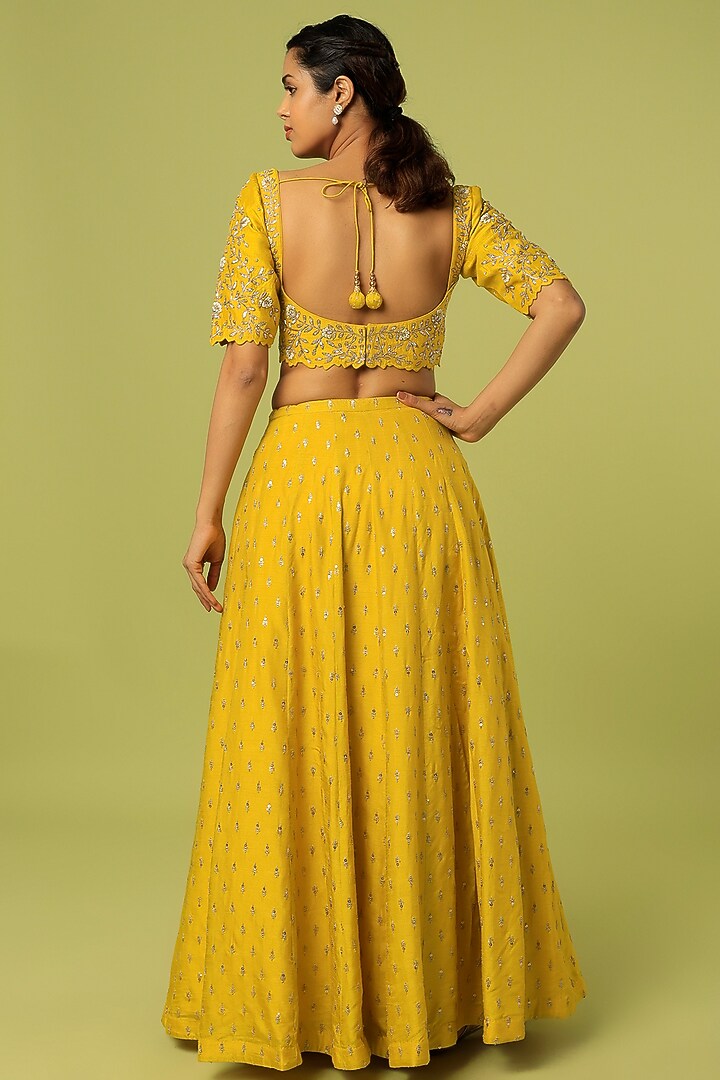 Yellow Sequins Embroidered Wedding Lehenga Set by Anupraas at Pernia's Pop Up Shop