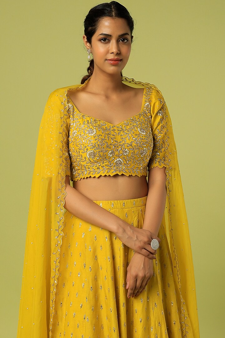Yellow Sequins Embroidered Wedding Lehenga Set by Anupraas at Pernia's Pop Up Shop