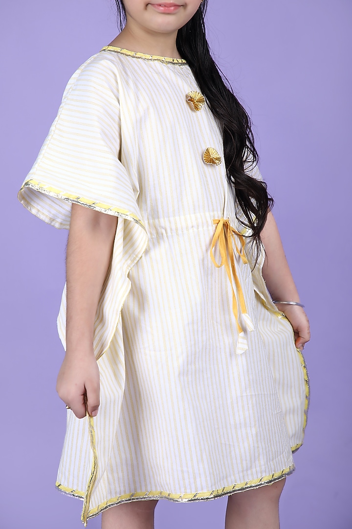 Off-White Cotton Kaftan Dress For Girls by Apricot Kids at Pernia's Pop Up Shop