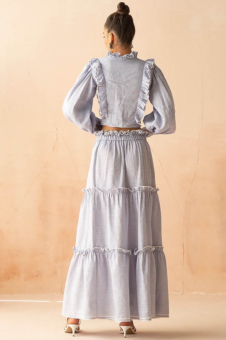 Powder Blue Ruffled Skirt Set by APZ at Pernia's Pop Up Shop