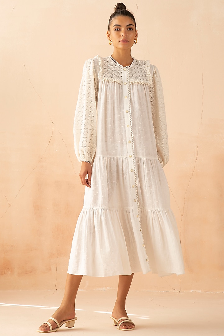 White Shirt Dress With Marble Buttons by APZ at Pernia's Pop Up Shop