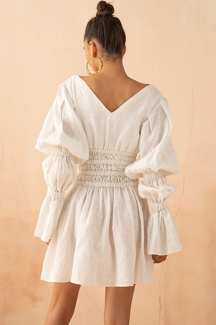 White Linen Summer Dress With Elasticated waist by APZ at Pernia's Pop Up Shop