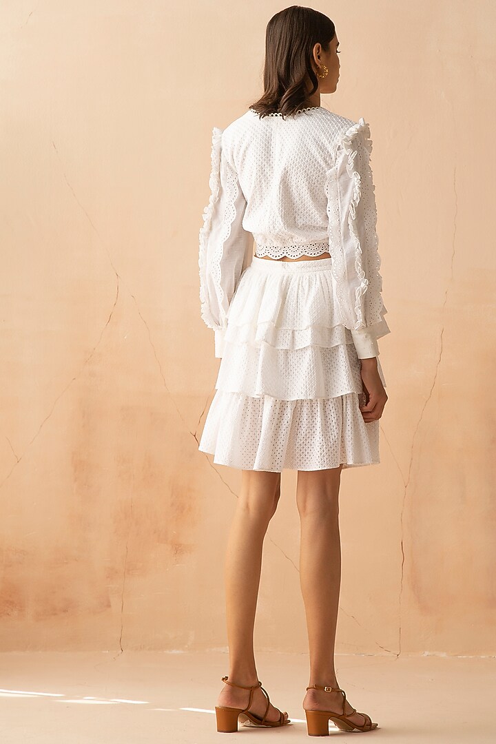 White Skirt Set With Ruffles by APZ at Pernia's Pop Up Shop