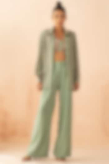 Sea Green Cotton Pant Set by APZ at Pernia's Pop Up Shop